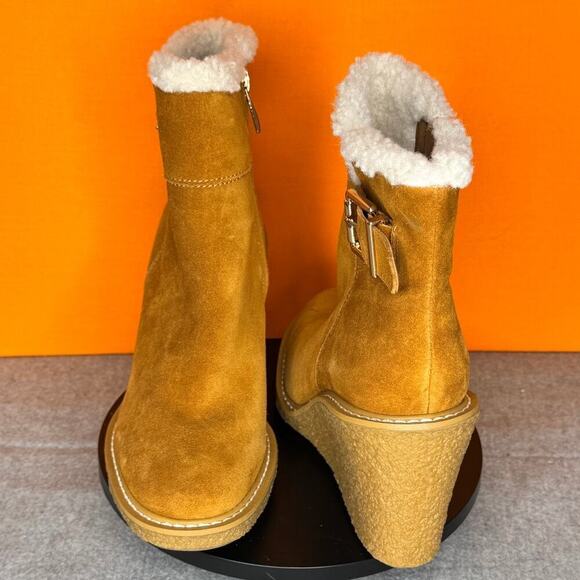 Franco Sarto Ulayna Suede Leather Buckle Wedge Bootie Size 6.5 EU 36.5 - Picture 4 of 8